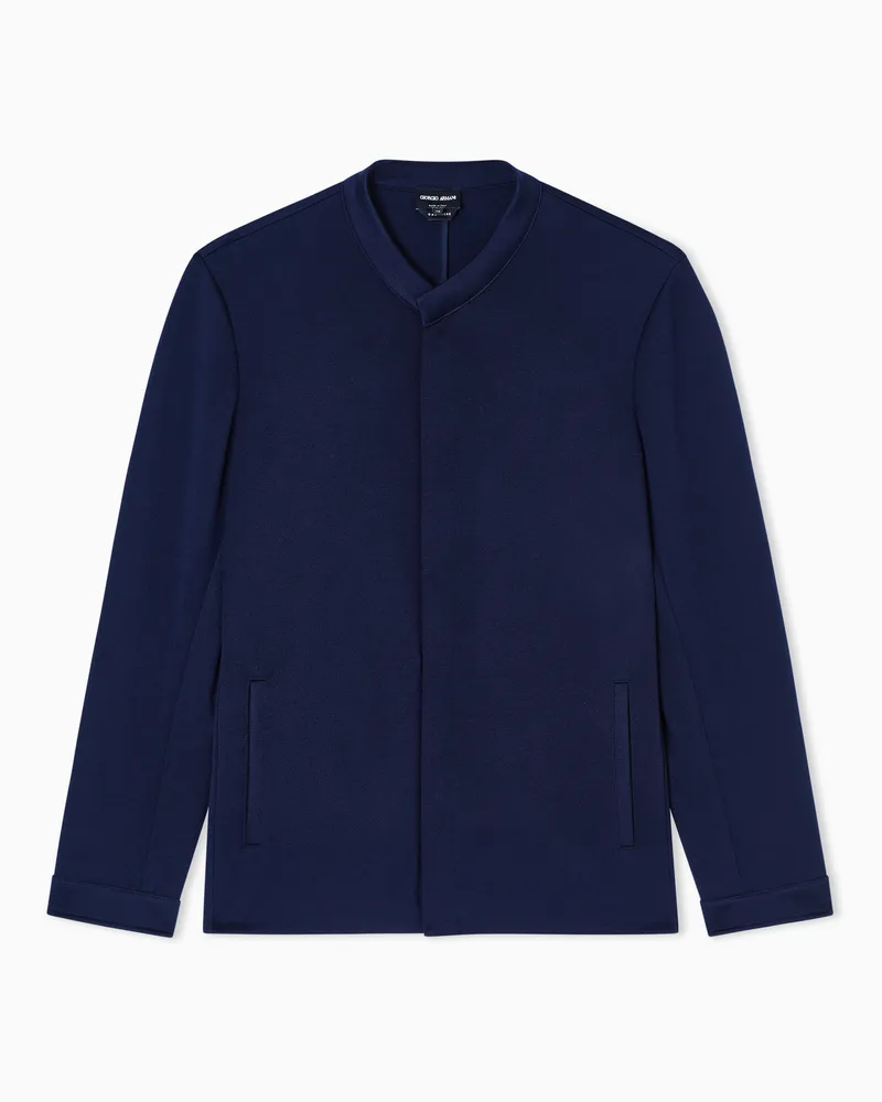 Giorgio Armani Hemdjacke aus doppellagigem Kaschmirjersey Marineblau