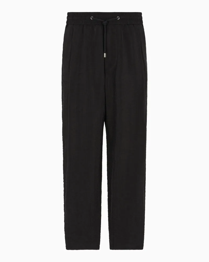 Giorgio Armani Flatfront-Hose aus Cupro in Jacquard-Stoff-Verarbeitung Schwarz