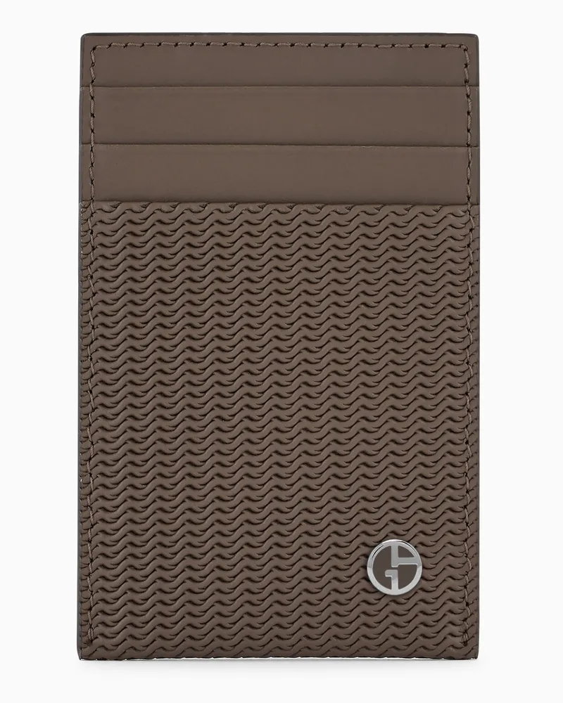 Giorgio Armani Kartenetui aus bedrucktem Leder Braun