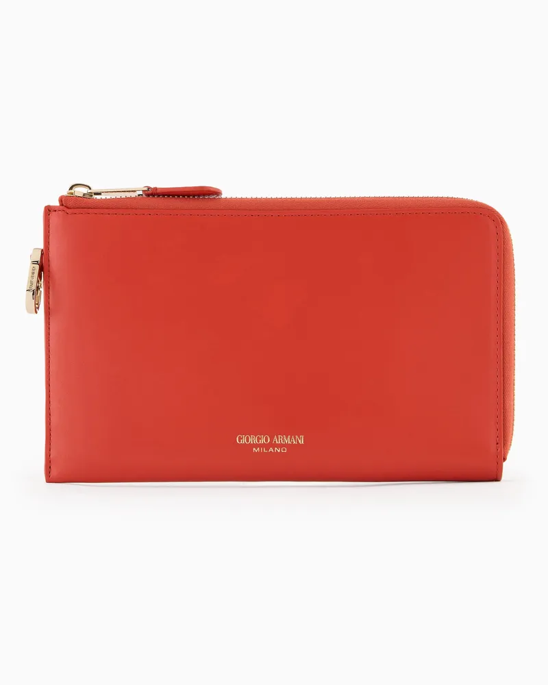 Giorgio Armani Portemonnaie mit Rundum-Reißverschluss aus Leder Orange