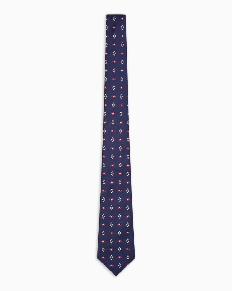 Giorgio Armani Krawatte aus Seiden-Jacquard mit geometrischem Muster Blau