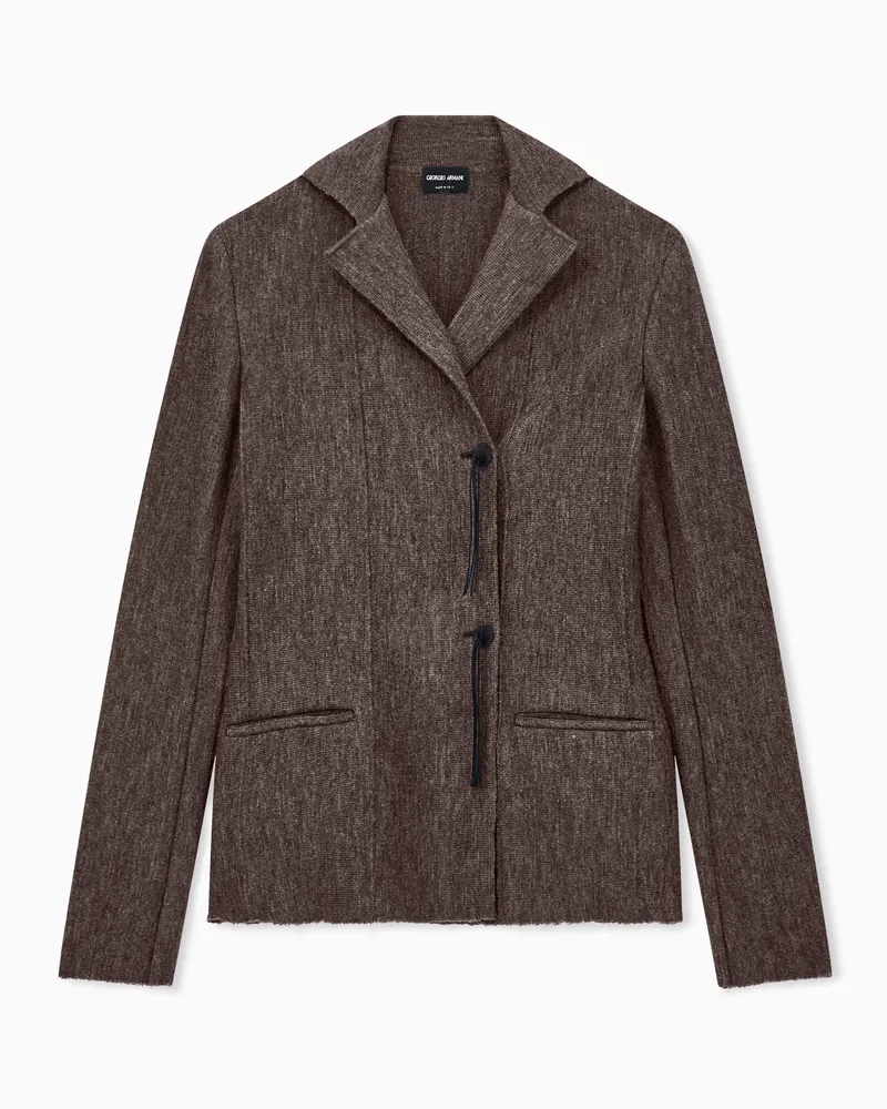 Giorgio Armani Blazer New Normal aus Schurwolljersey mit Strickeffekt Braun