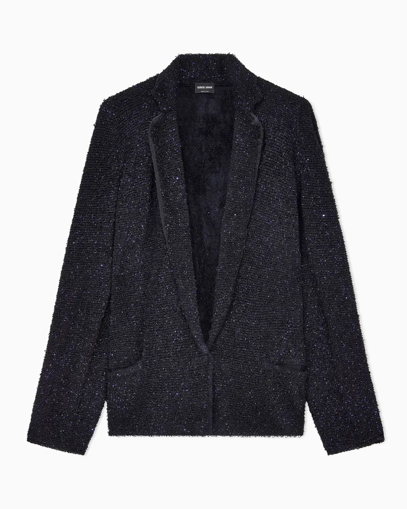 Giorgio Armani Blazer mit Reverskragen und schimmernden Pailletten Blau