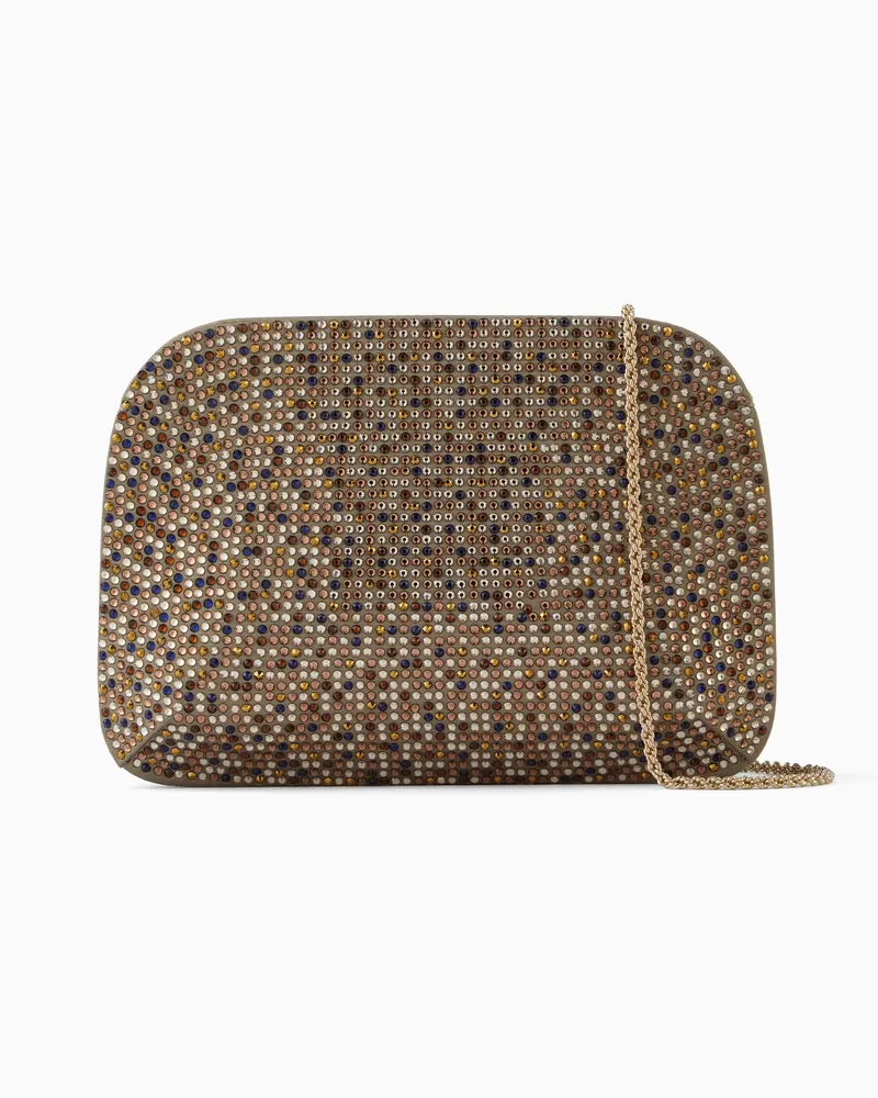 Giorgio Armani Clutch la Prima aus Satin und mehrfarbigem Strass Goldfarben
