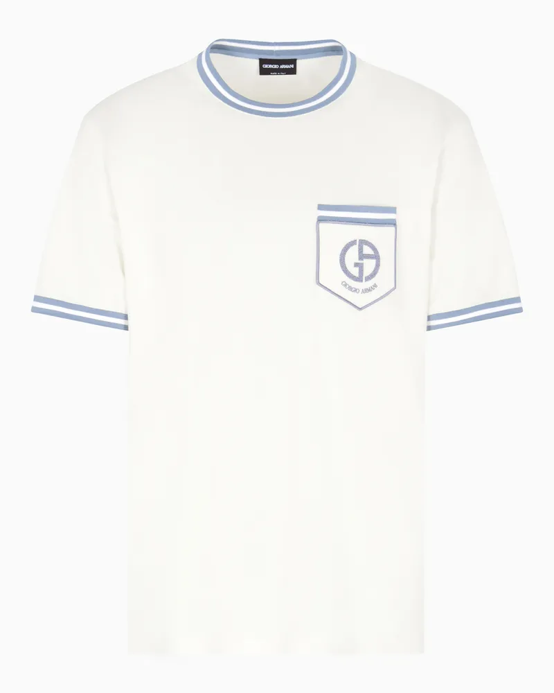 Giorgio Armani Jersey-T-Shirt aus Viskose und Seide Weiß