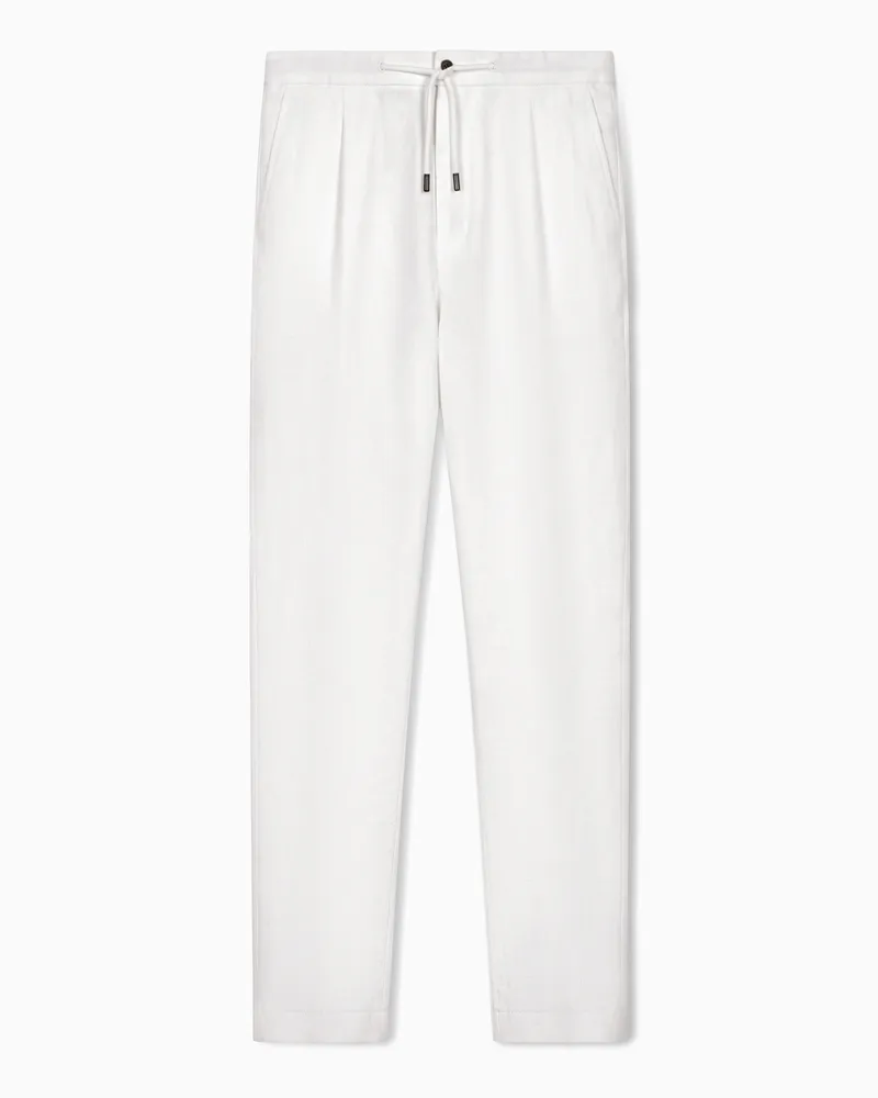 Giorgio Armani Hose mit Bundfalte aus Leinen-Canvas Weiß