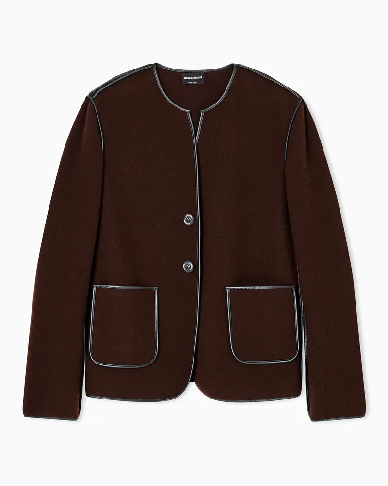 Giorgio Armani Einreihiges Sakko aus Fleece mit Wolle und Kaschmir Braun