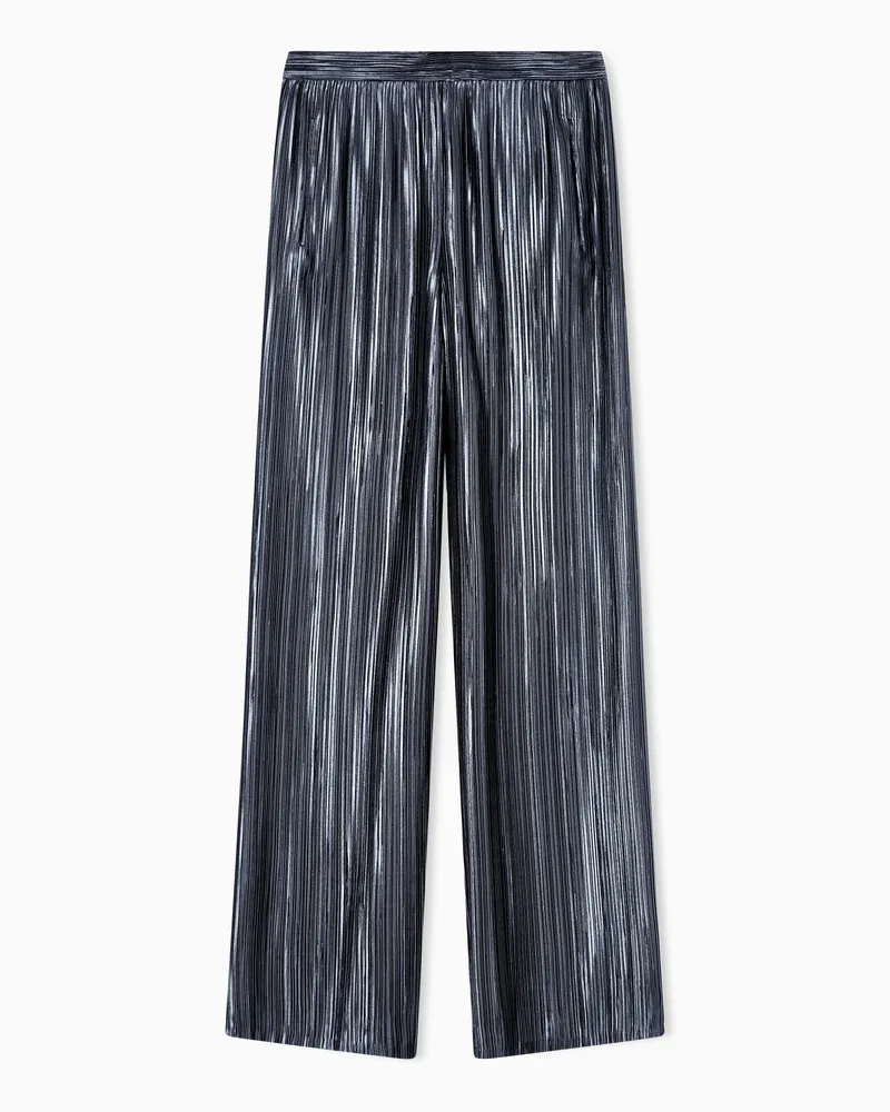 Giorgio Armani Weite Hose aus plissiertem Satin Grau