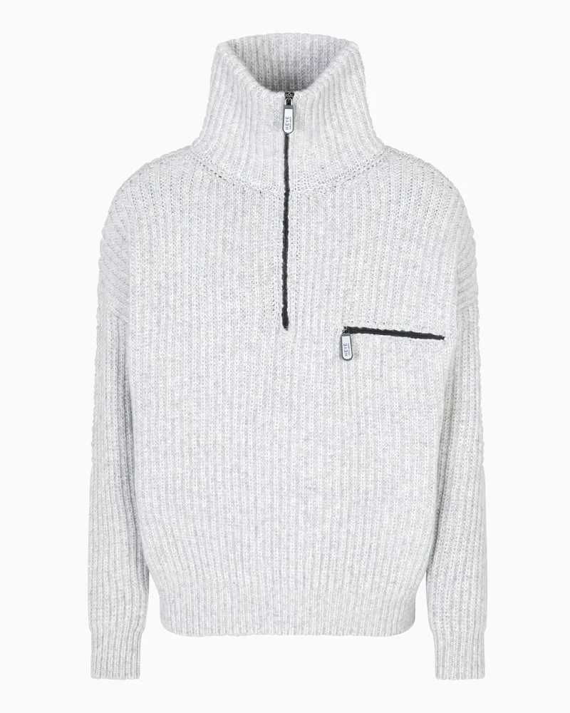 Giorgio Armani Neve Pullover mit Reißverschluss aus reinem Kaschmir Grau