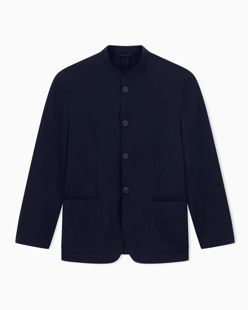 Giorgio Armani ASV Einreihiges Sakko aus Wollkrepp-Voile Marineblau