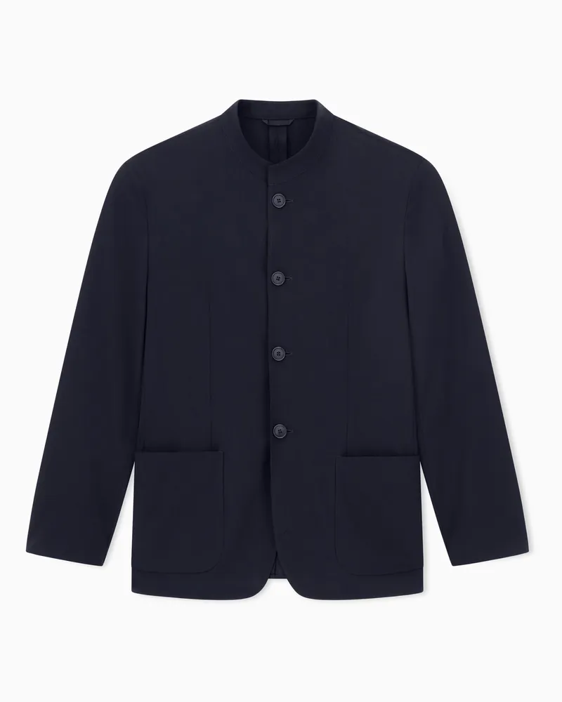 Giorgio Armani ASV Einreihiges Sakko aus Wollkrepp-Voile Marineblau