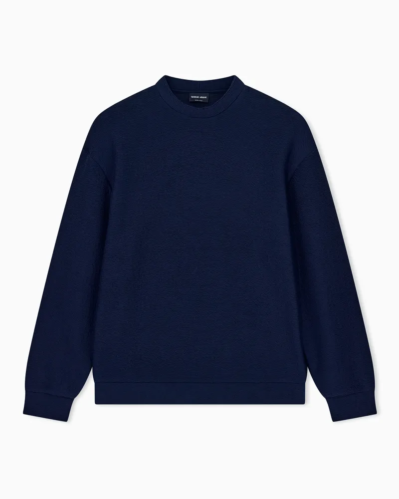 Giorgio Armani Sweatshirt regulärer Schnitt Strukturjersey Marineblau
