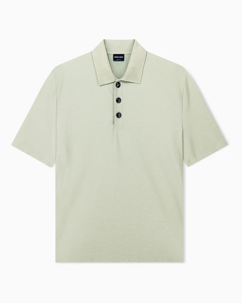 Giorgio Armani Poloshirt aus strukturiertem Seersucker-Jersey Grün