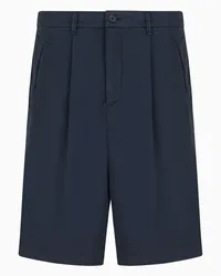 Giorgio Armani Bermudashorts Aus Baumwollgabardine mit Stretchanteil Marineblau