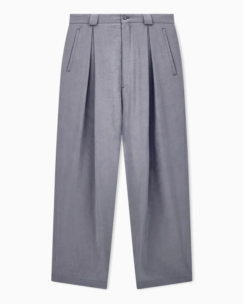 Giorgio Armani Bundfaltenhose aus einer gewaschenen Seidenmischung Grau