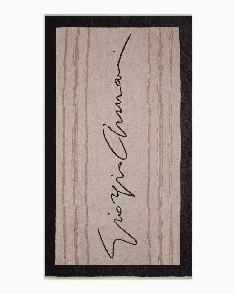 Giorgio Armani Strandtuch aus Baumwoll-Jacquard-Stoff Beige