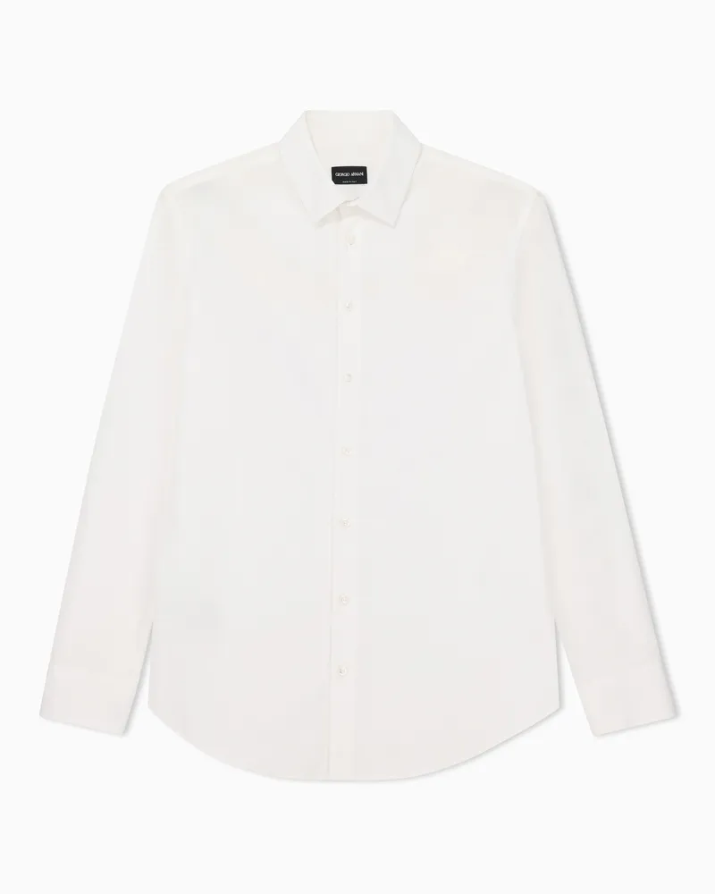 Giorgio Armani Hemd aus baumwollstoff mit klassischem kragen Weiß