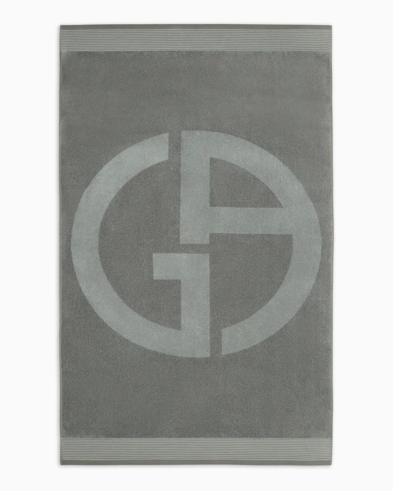 Giorgio Armani Strandtuch aus Baumwolle mit Jacquard-Stoff-Logo Grün