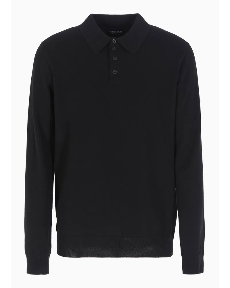 Giorgio Armani Poloshirt mit Langen Ärmeln Aus Kaschmir Schwarz