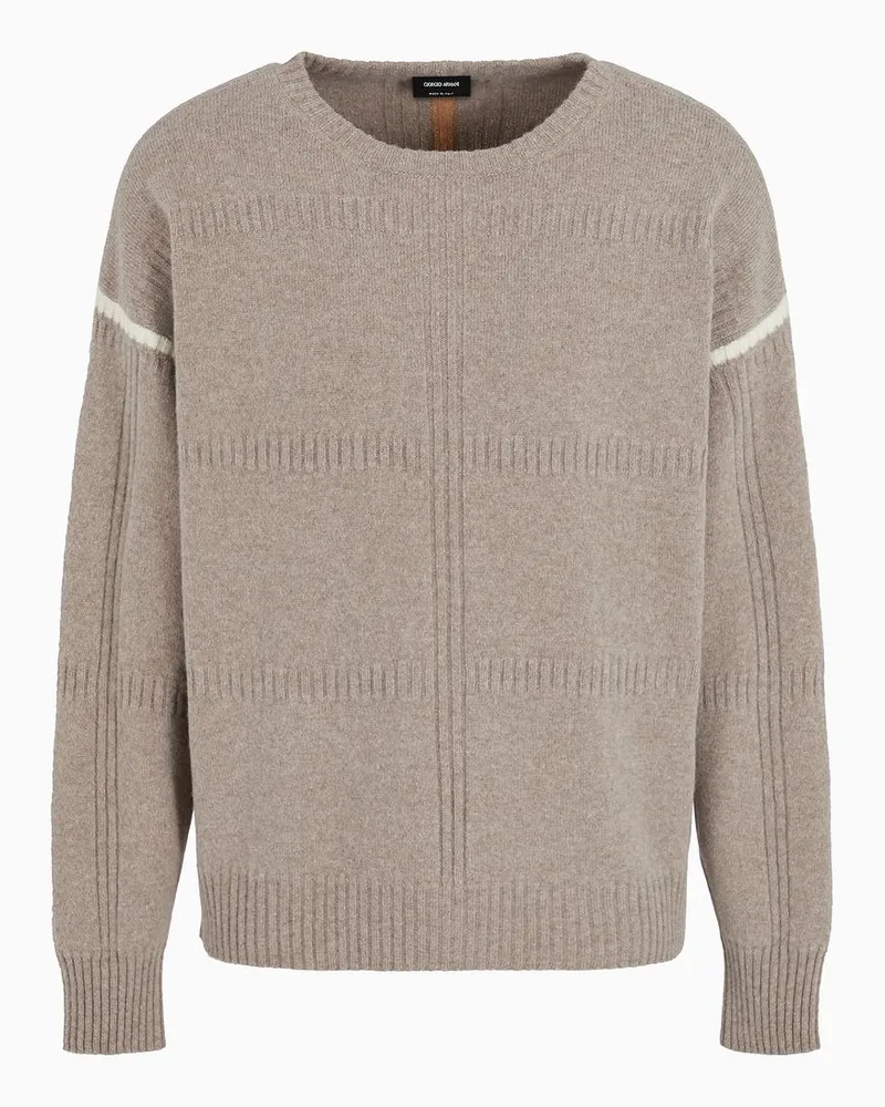 Giorgio Armani Pullover mit Rundhalsausschnitt Aus Schurwolle und Kaschmir Beige