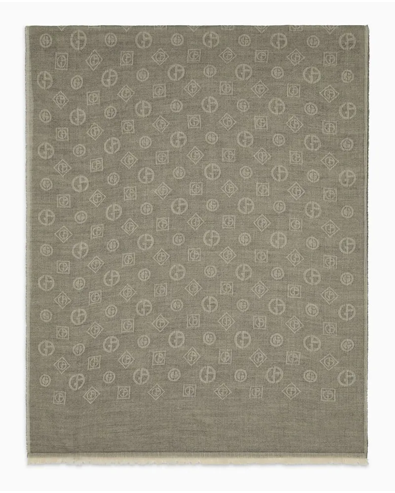 Giorgio Armani Stola Aus Kaschmir mit Jacquard-monogramm Taupe