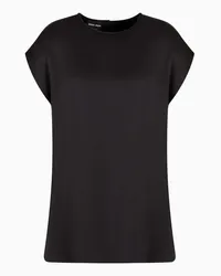 Giorgio Armani Lange Bluse Aus Doppellagigem Seidensatin Schwarz