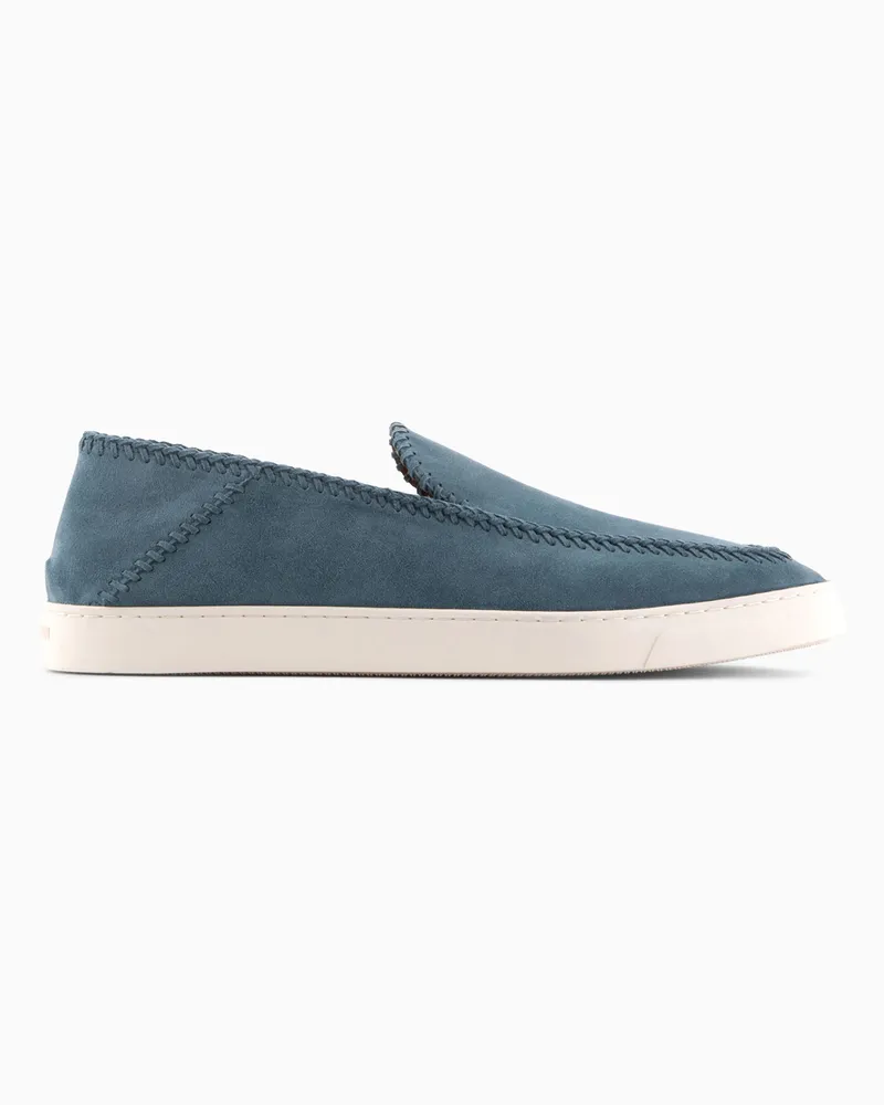 Giorgio Armani Galleria 3 Slip-on Veloursleder mit Gummisohle Essential Hellblau