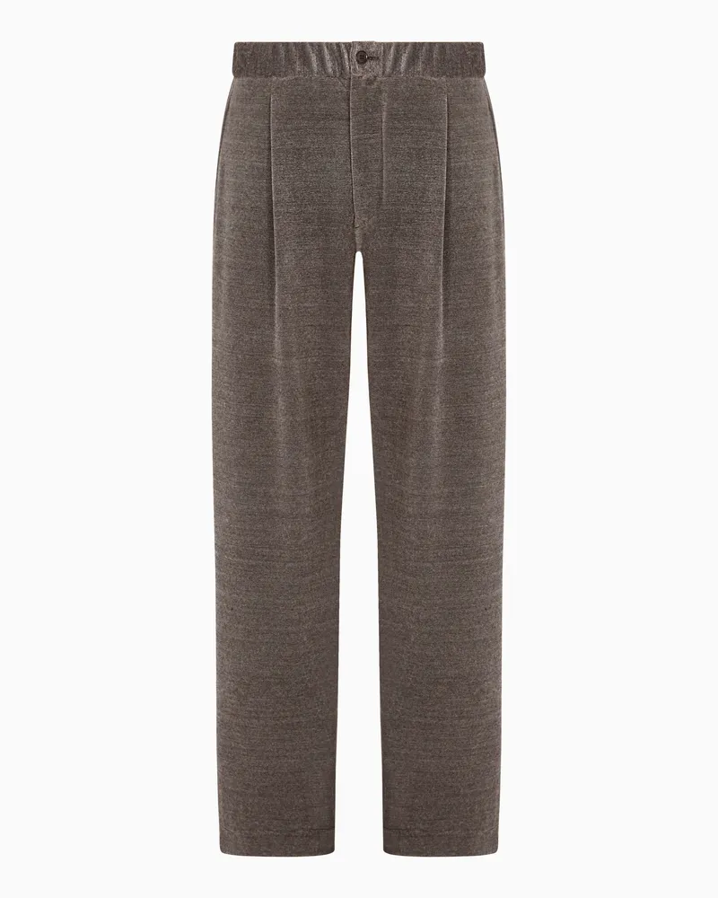 Giorgio Armani ASV-Hose aus Baumwoll-Jersey mit Nadelstreifen und einfacher Bügelfalte Beige