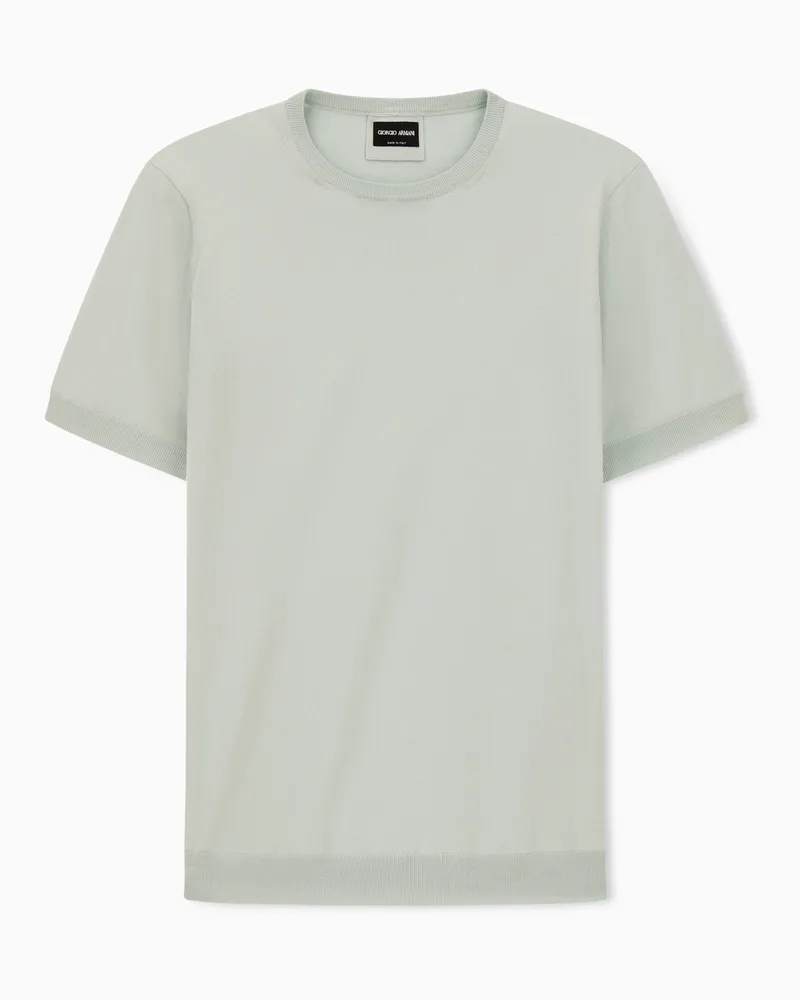 Giorgio Armani Pullover mit Rundhalsausschnitt und kurzen Ärmeln aus Seide und Baumwolle Grün