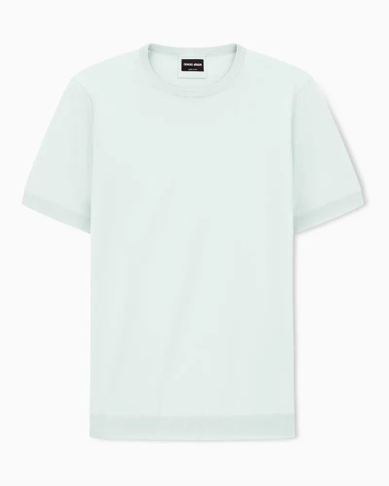 Giorgio Armani Pullover mit Rundhalsausschnitt und kurzen Ärmeln aus Seide und Baumwolle Grün