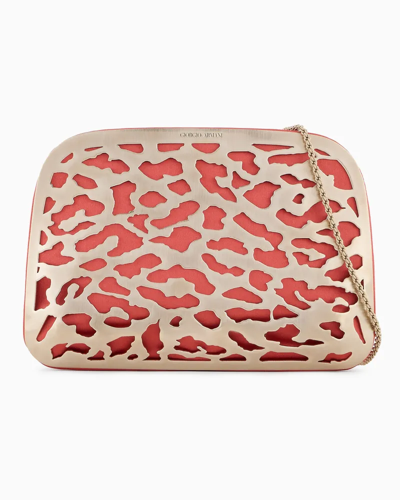 Giorgio Armani Clutch la Prima aus Satin und Metall Orange