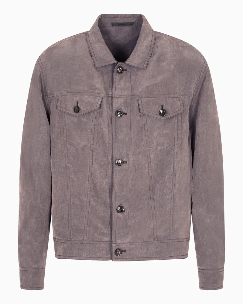 Giorgio Armani Blouson aus verwaschenem Lyocell-Canvas Braun