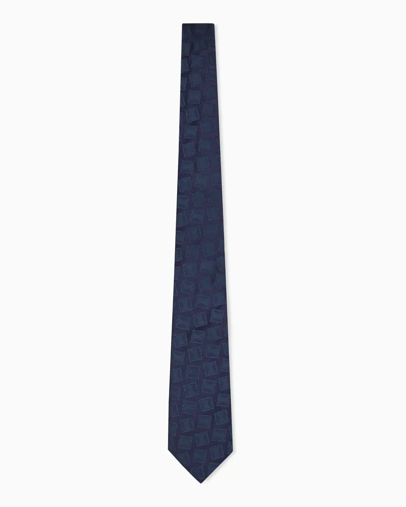Giorgio Armani Krawatte gewebt aus Seide mit geometrischem Muster Blau