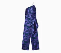 One-Shoulder-Jumpsuit aus zweifarbiger Jacquard-Seidenmischung