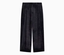 Bundfaltenhose aus bedrucktem Devoré-Samt mit Lurex