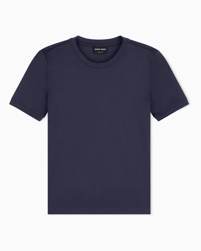 Giorgio Armani T-Shirt mit Rundhalsausschnitt aus reiner Baumwolle Marineblau