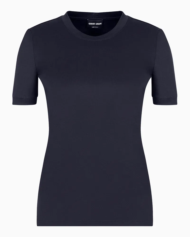 Giorgio Armani Pullover mit Rundhalsausschnitt und kurzen Ärmeln aus reinem Kaschmir Marineblau