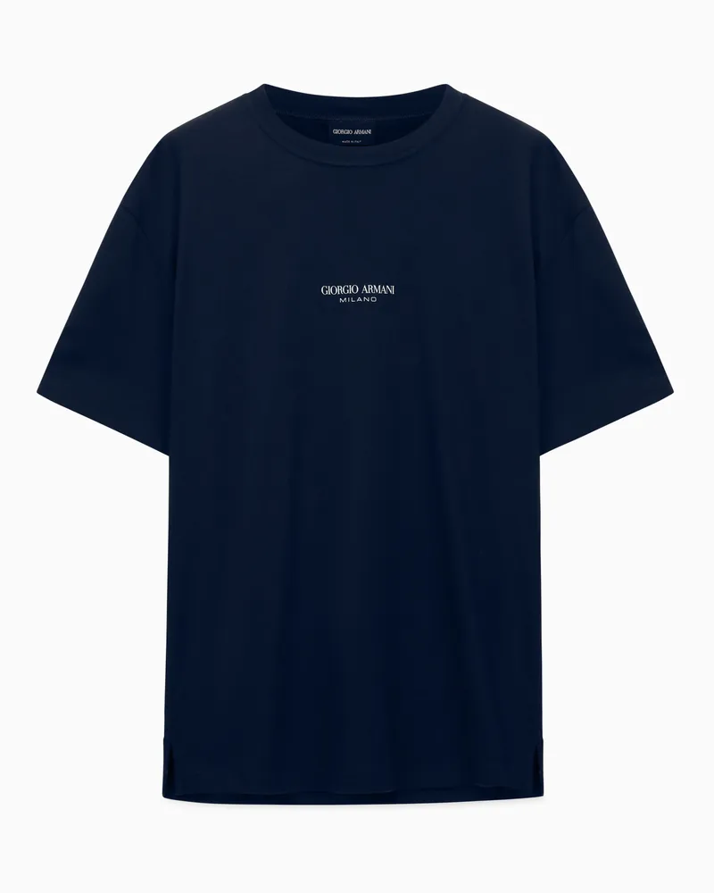 Giorgio Armani T-Shirt mit Rundhalsausschnitt aus Baumwoll-Interlock Blau