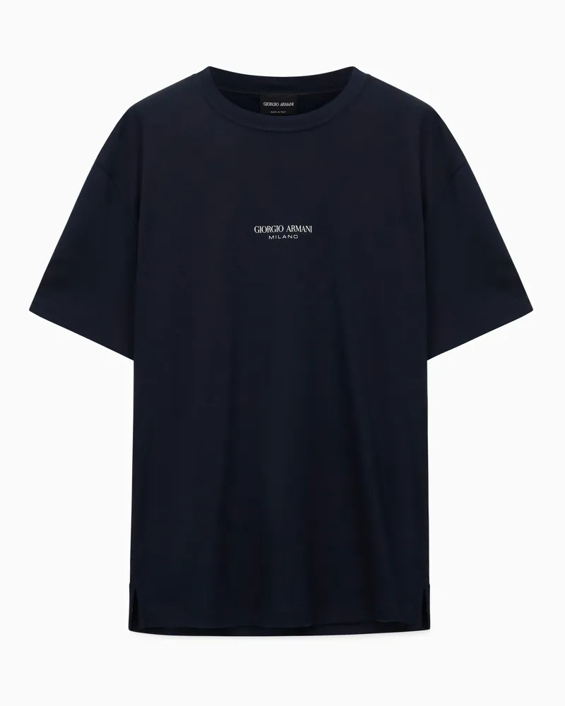 Giorgio Armani T-Shirt mit Rundhalsausschnitt aus Baumwoll-Interlock Blau