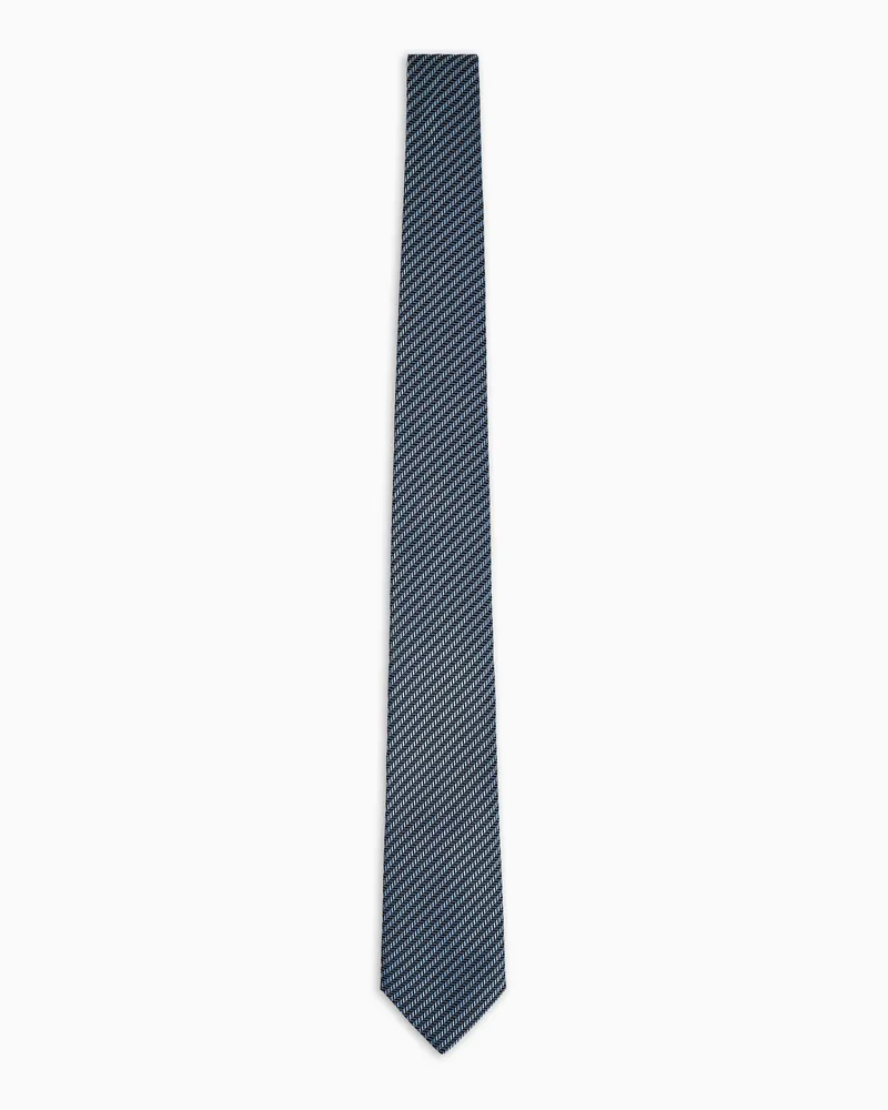 Giorgio Armani Krawatte aus reinem Seiden-Jacquard mit geometrischem Muster Blau