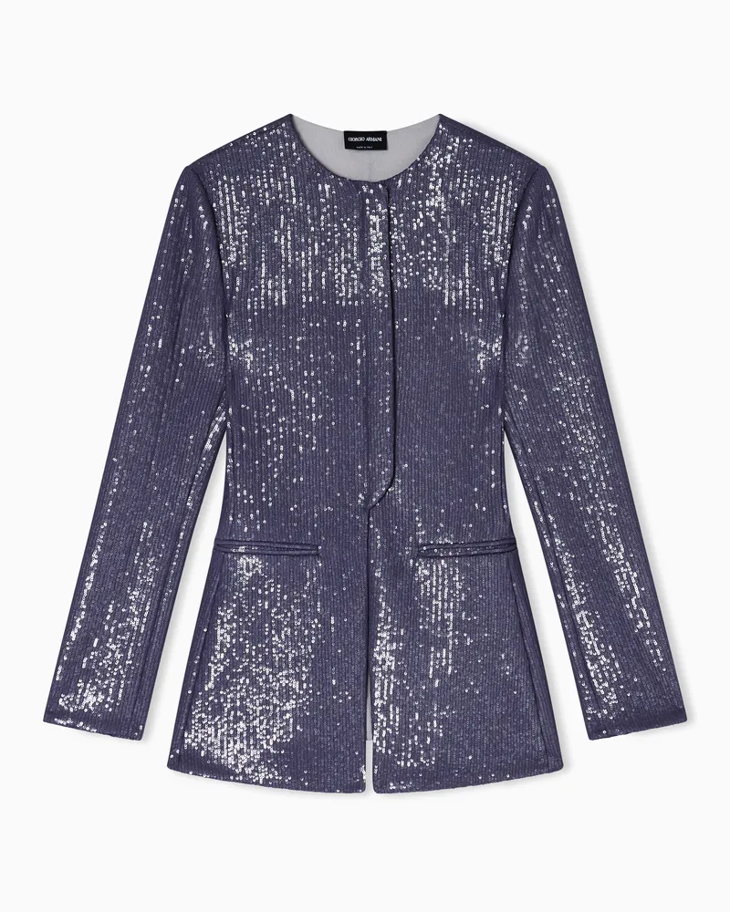 Giorgio Armani Einreihiges Sakko aus Jersey mit Pailletten Violett