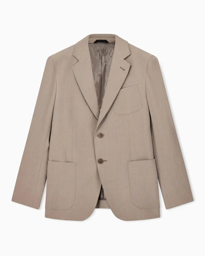 Giorgio Armani Einreihiges Sakko der Upton-Linie aus Leinen-Canvas Beige