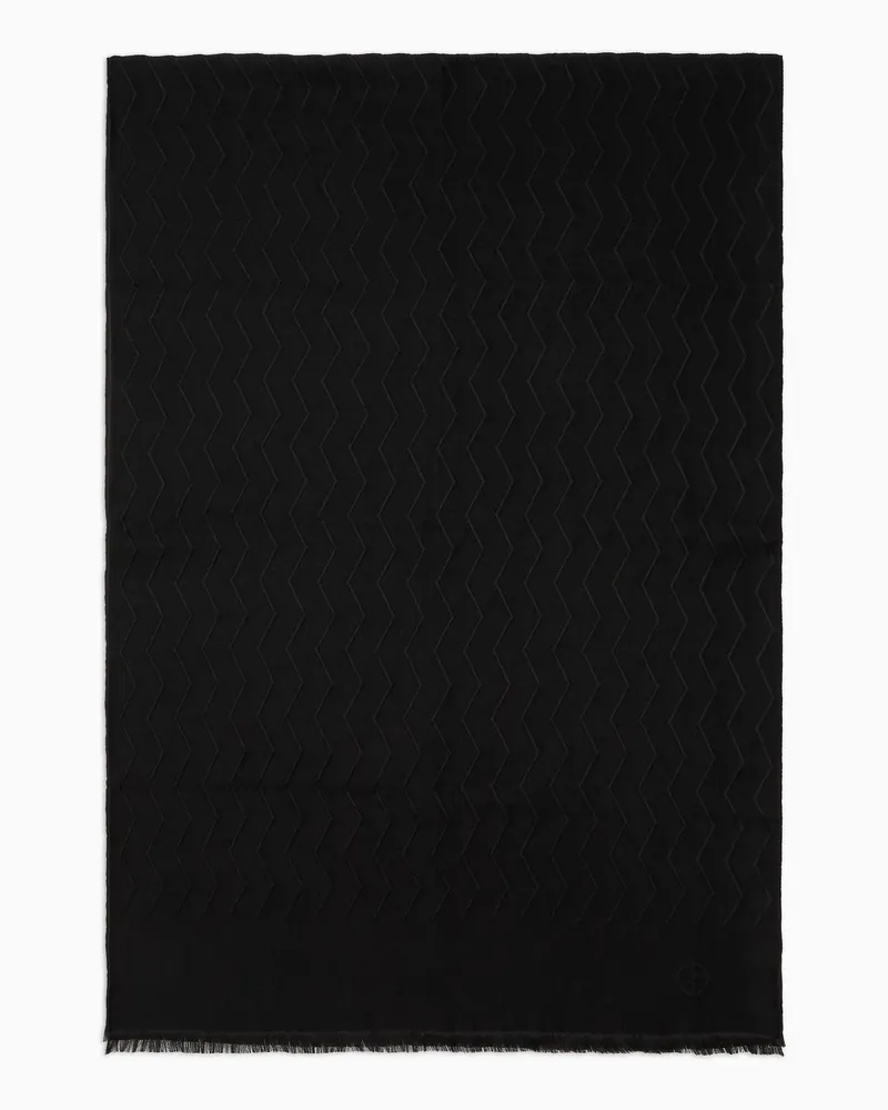 Giorgio Armani Stola aus Seide und Schurwolle in Jacquard-Verarbeitung Schwarz
