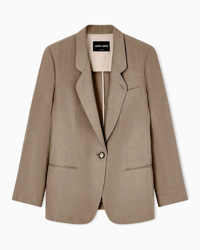 Giorgio Armani Einreihiges Sakko aus Leinen Braun