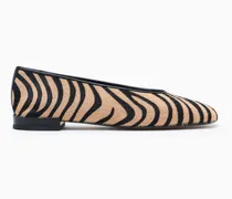 Ballerinas aus Leder in Ponyfell-Optik mit Zebra-Print