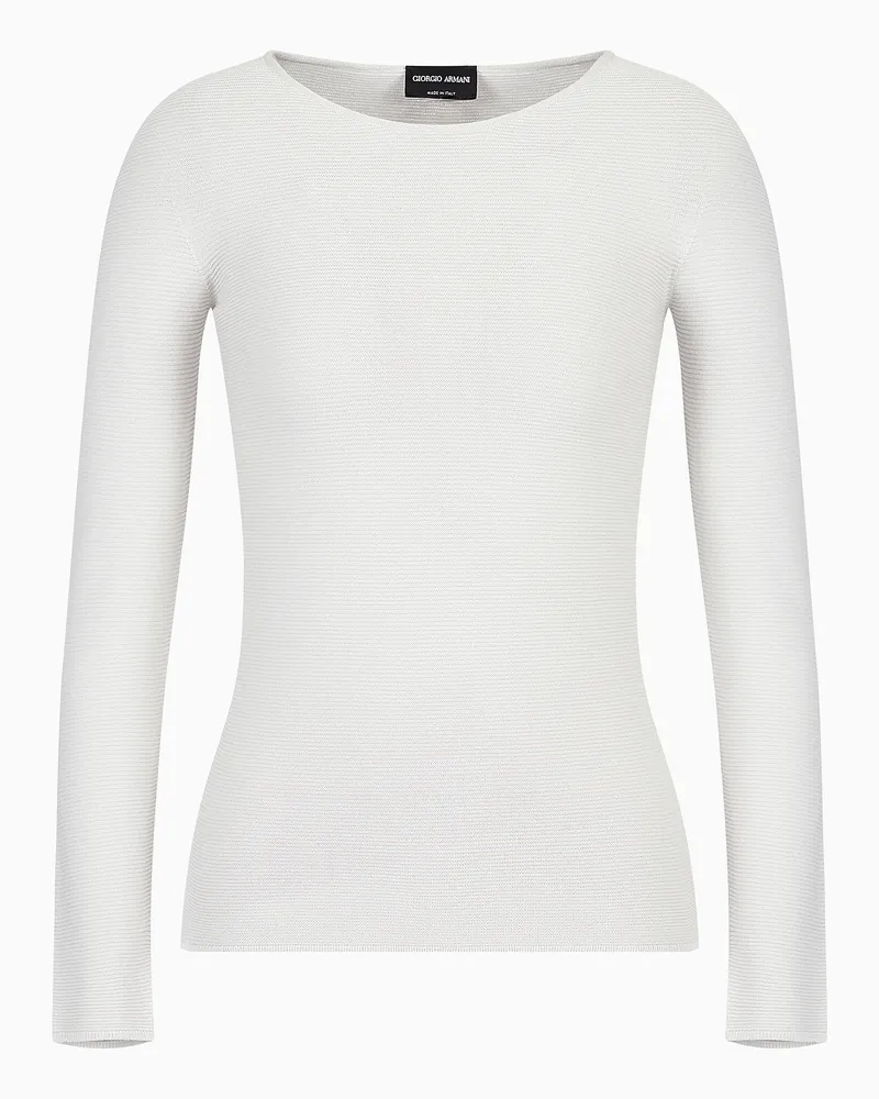 Giorgio Armani Pullover mit langen Ärmeln aus Viskose in Links-Verarbeitung Weiß