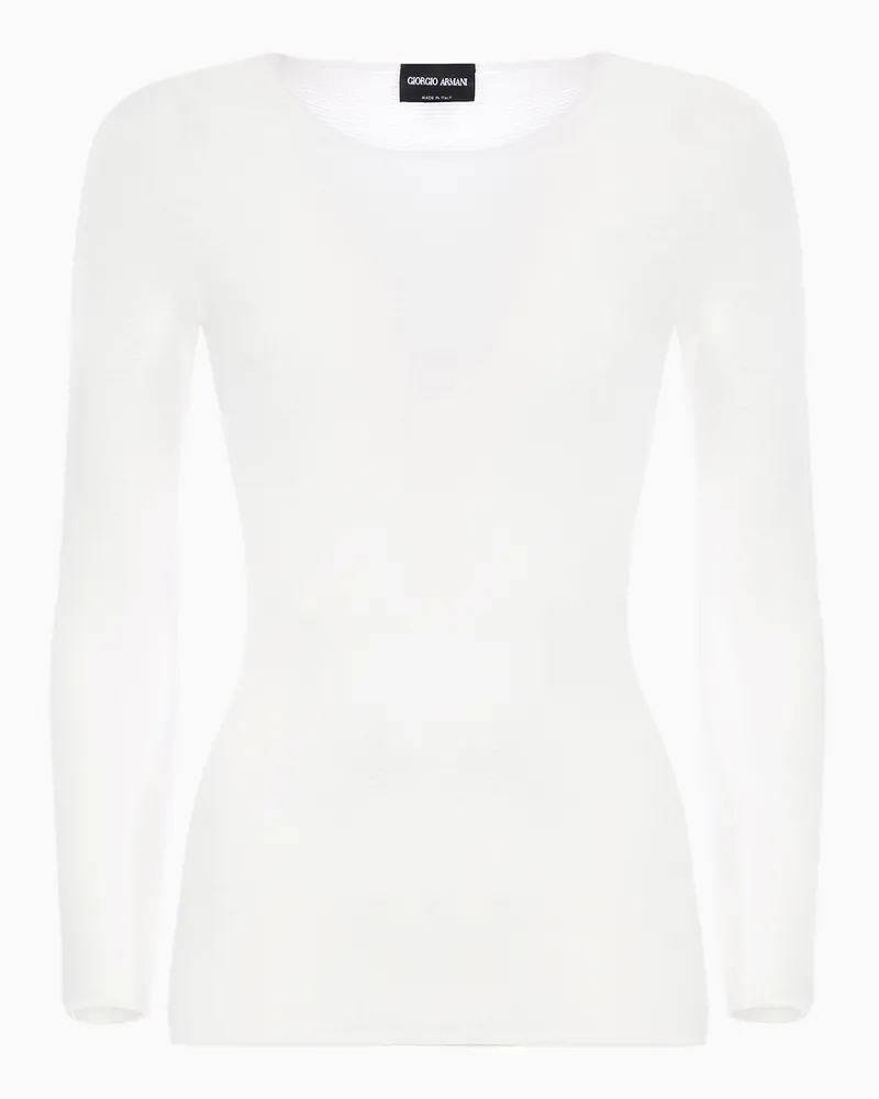 Giorgio Armani Pullover mit langen Ärmeln aus Viskose in Links-Verarbeitung Weiß