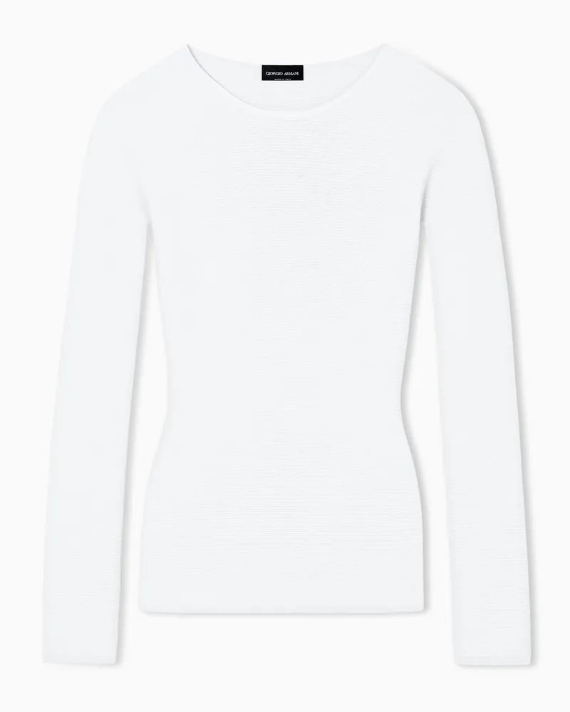Giorgio Armani Pullover mit langen Ärmeln aus Viskose in Links-Verarbeitung Weiß
