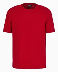 Giorgio Armani T-shirt mit Rundhalsausschnitt Aus Viskose-jersey mit Kaschmir In Jacquard-verarbeitung Rot