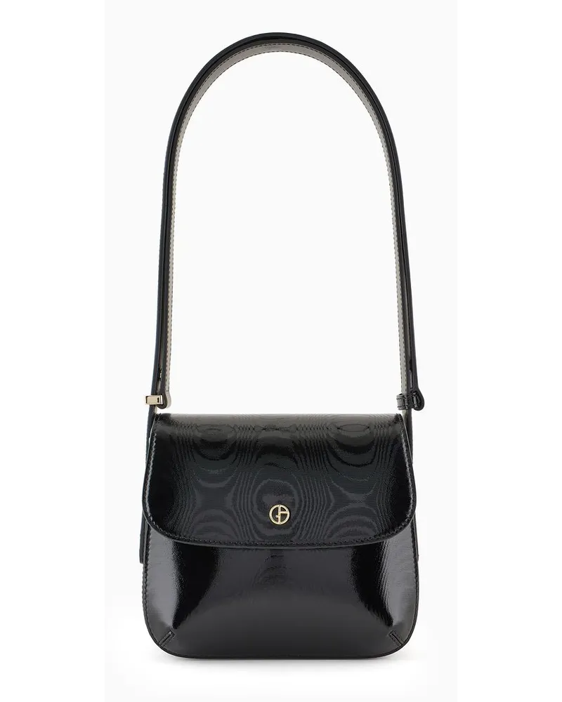 Giorgio Armani Tasche La Prima Aus Lackleder In Moiré-optik Schwarz